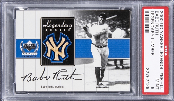 2000 Upper Deck Yankee Legends "Legendary Lumber" #BR-LL Babe Ruth Relic Card - PSA MINT 9